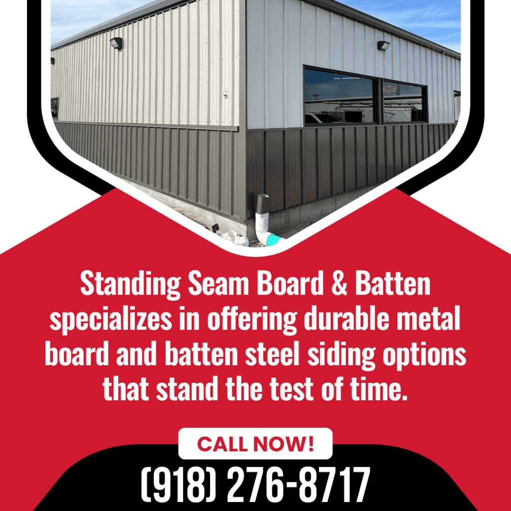 Standing Seam Board & Batten offers durable metal board and batten steel siding options