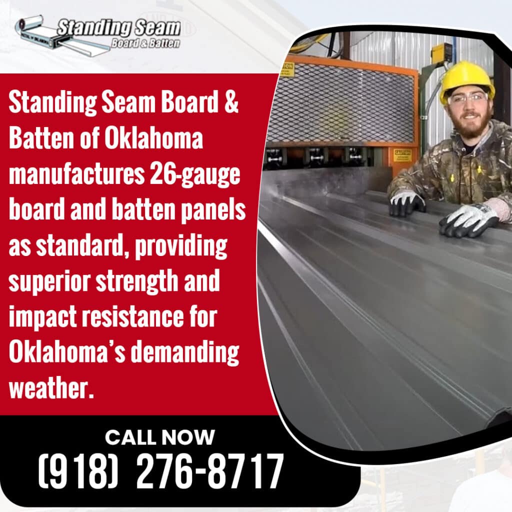 26 gauge board and batten metal panels being manufactured for durable siding in Oklahoma