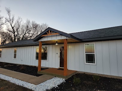 Modern house with porch and landscaping